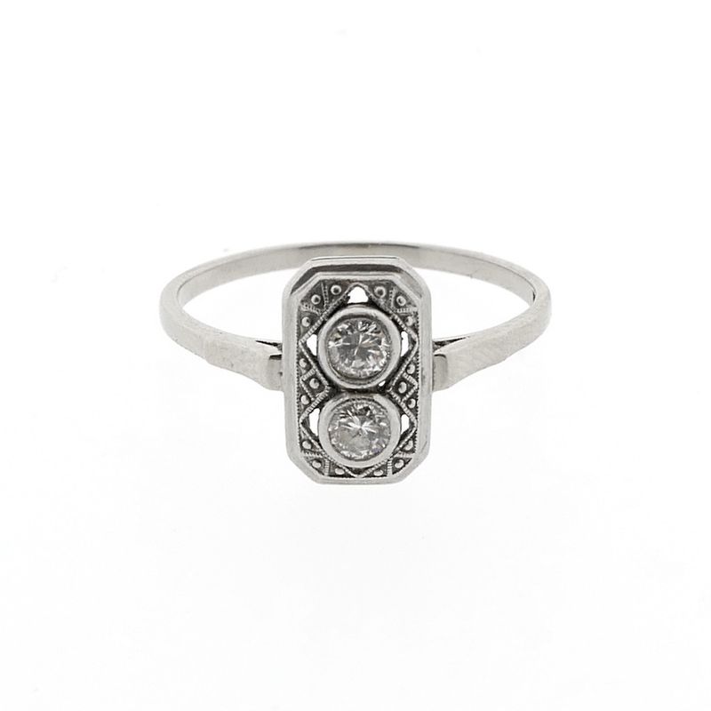 Image 7 of 18-karat white gold art deco ring with diamonds | 0.22 ct.