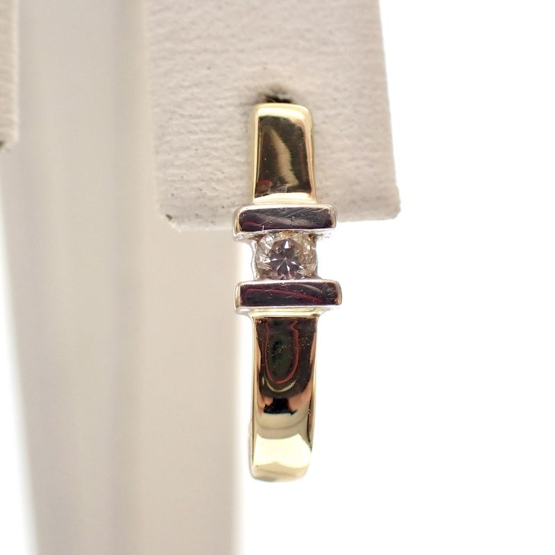 Image 2 of Bicolor gold stud earrings with zirconia