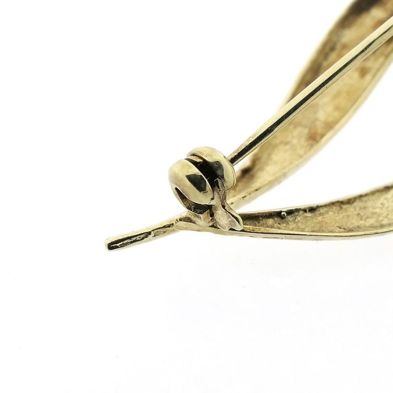 Image 5 of Gold brooch as a feather with pearl