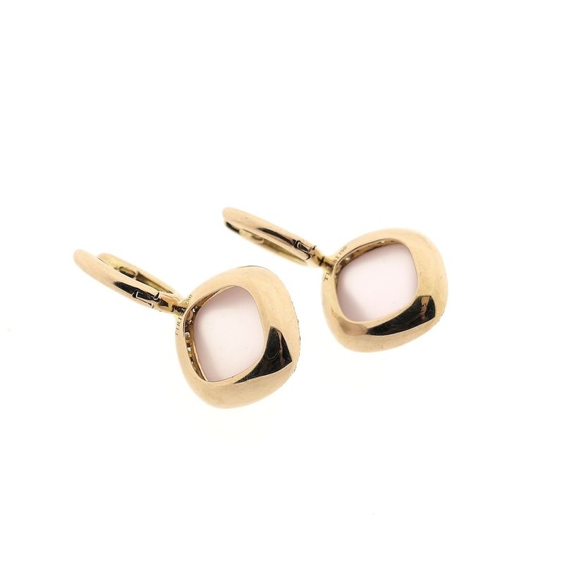 Image 5 of 18-karat gold stud earrings set with rose quartz and diamonds | 0.28 ct. | Tirisi