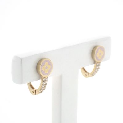 16.8 ct. Gold stud earrings with enamel flower and zirconia Image 1 of 16.8 ct. Gold stud earrings with enamel flower and zirconia