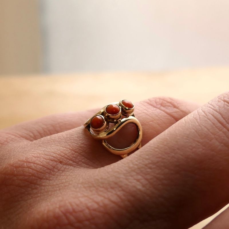 Image 7 of Gold Ring with Blood Coral