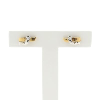 Image 1 of Bicolor gold stud earrings with zirconia