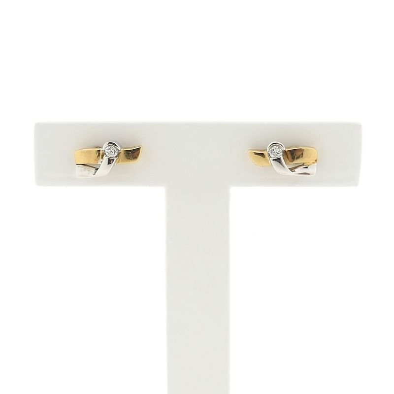 Image 1 of Bicolor gold stud earrings with zirconia