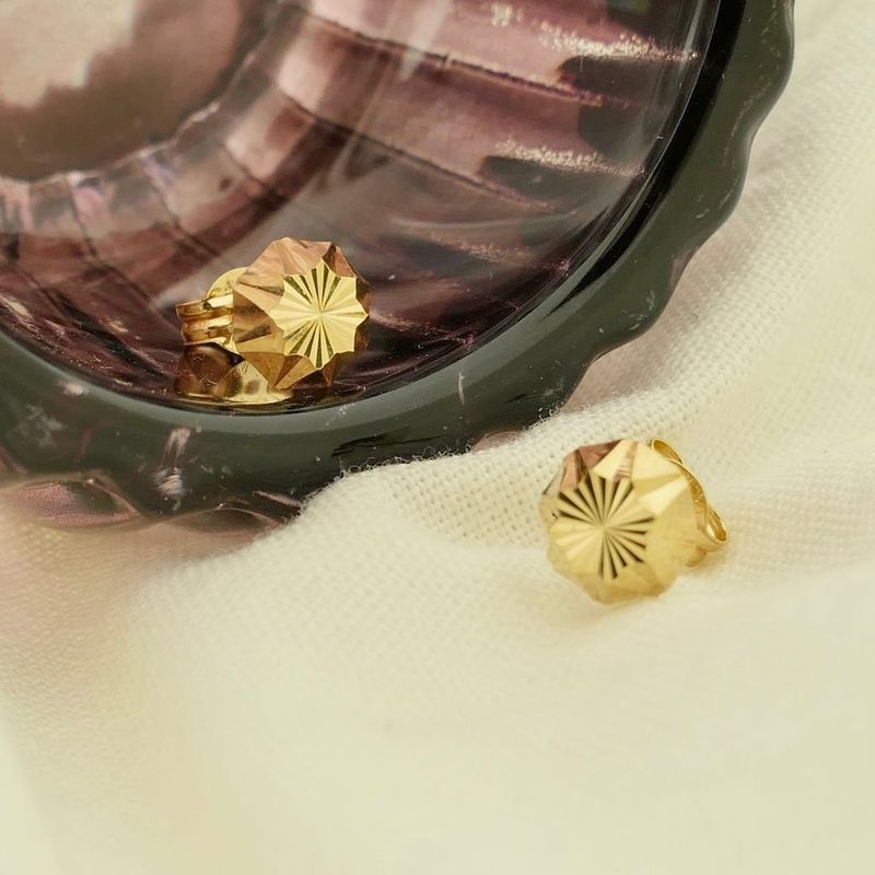 Image 2 of Gold faceted stud earrings