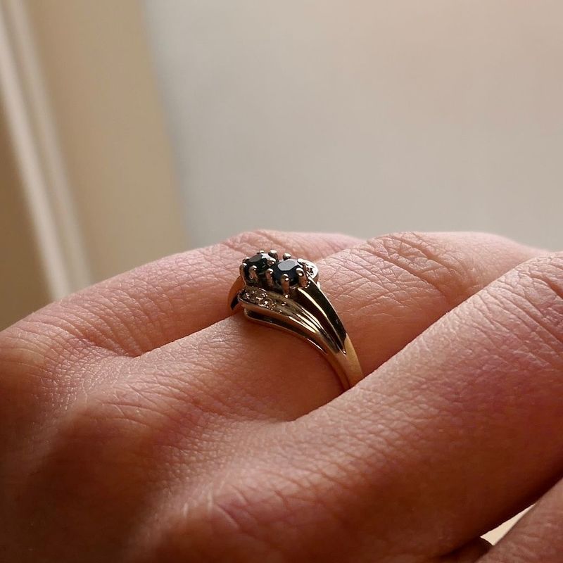 Image 7 of Gold Ring with Sapphire & Diamond; 0.03 ct.