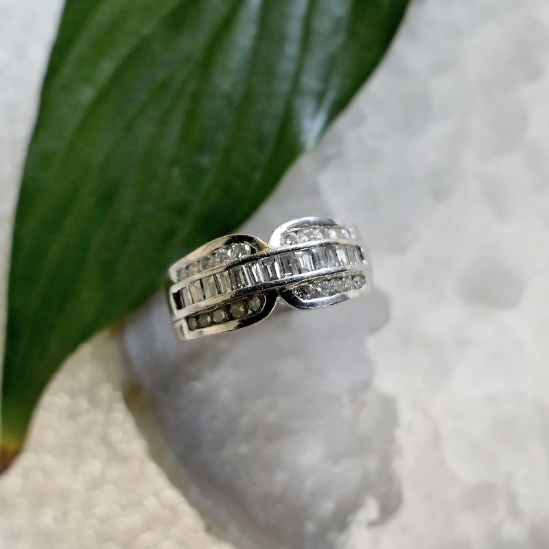 Image 6 of White gold ring with a cluster of diamonds; 0.70 ct.