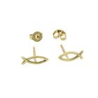 Image 5 of Golden stud earrings of an Ichthus fish