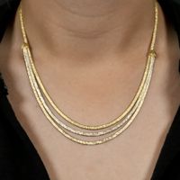 Tricolor gold omega link necklace