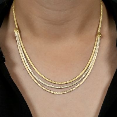 Image 1 of Tricolor gold omega link necklace