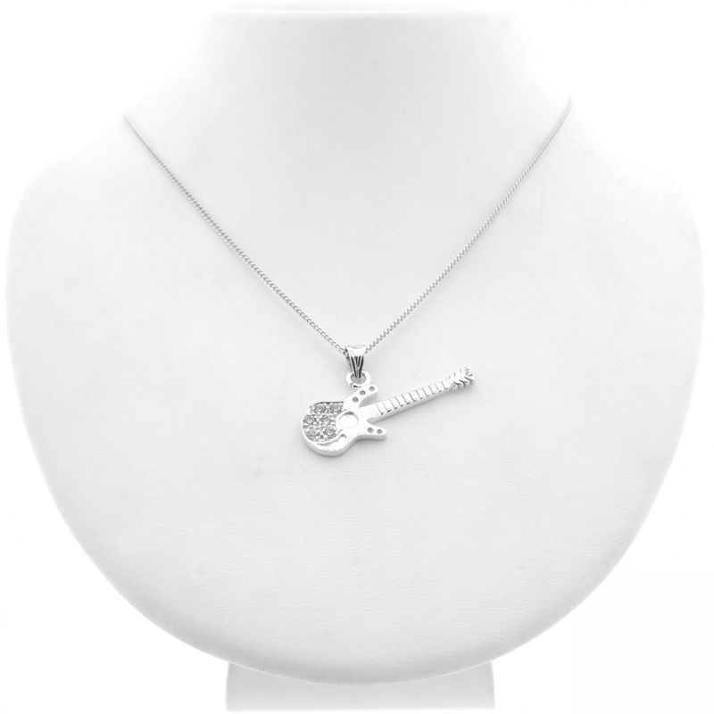 Image 7 of Silver pendant of a guitar with zirconia