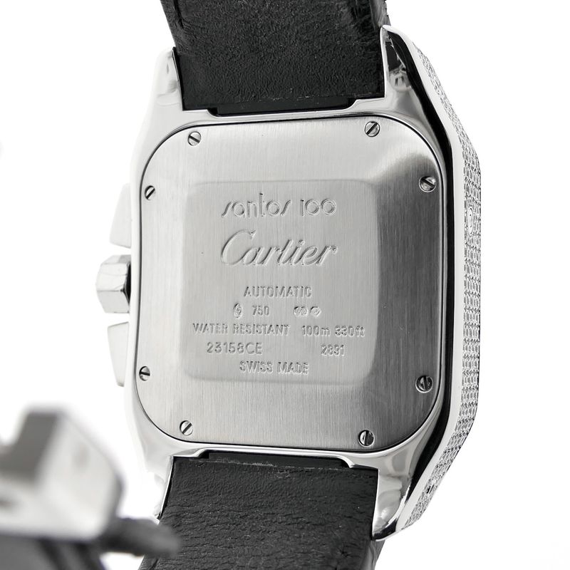 Image 8 of Cartier Santos 100 XL Chronograph 'Factory-Set' Diamonds 2891; 18k white gold watch with diamonds