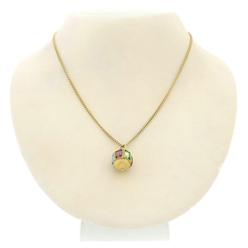 Image 3 of 18 ct. Gold Oriental pendant with colored zirconias