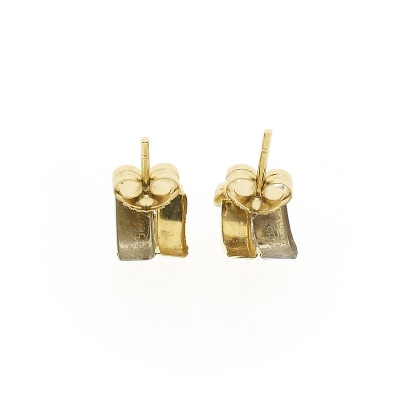 Image 8 of Bicolor gold stud earrings with zirconia
