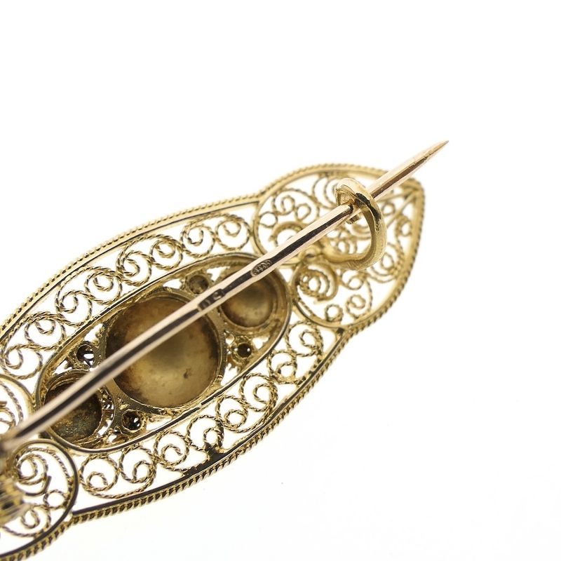 Image 6 of Vintage gold Zeeland button brooch | filigree technique