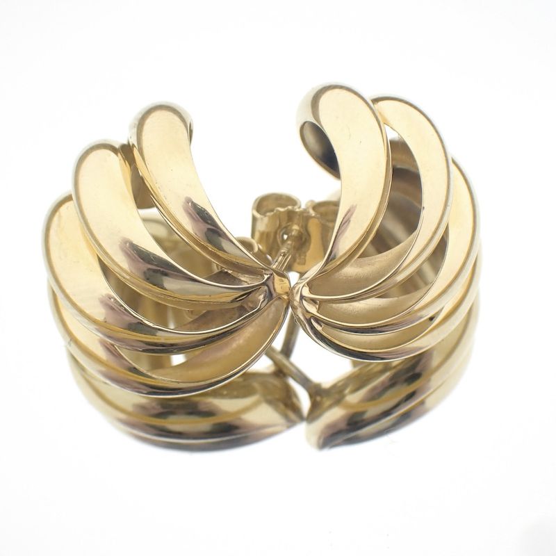 Image 4 of Gold vintage fantasy clip-on earrings; half round