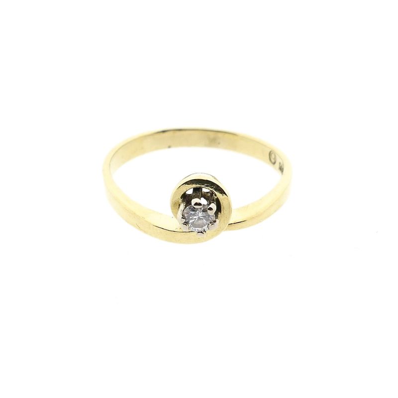 Image 3 of Golden solitaire ring with diamond; 0.11 ct.