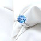 Image 2 of White gold solitaire ring with topaz