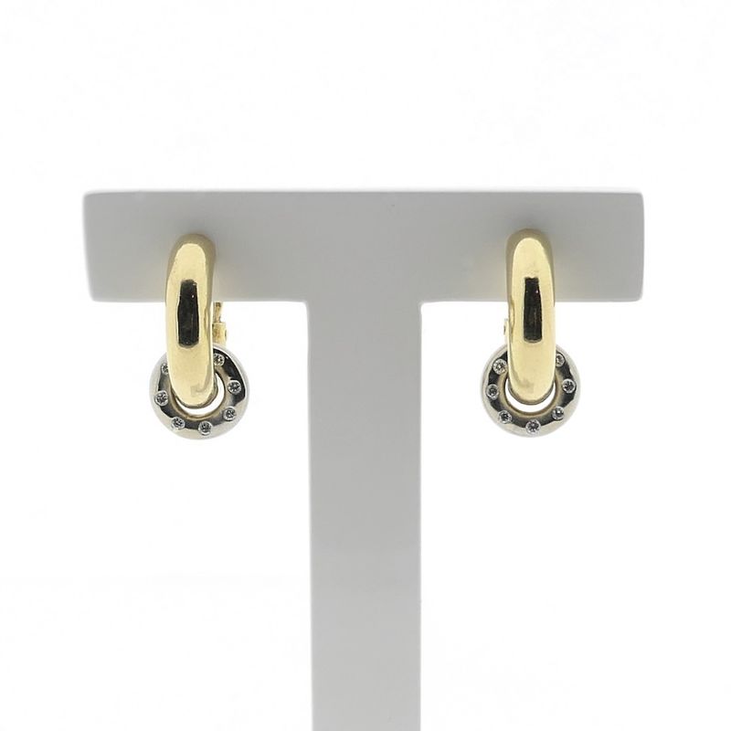 Image 1 of 18-karat two-tone gold earrings with 0.16 ct. diamonds