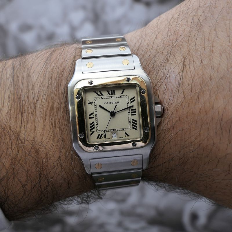 Image 17 of Cartier Santos Galbee; Gold/steel unisex watch