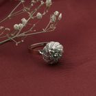 Image 2 of Gold ring with emerald and diamond; 0.03 ct.