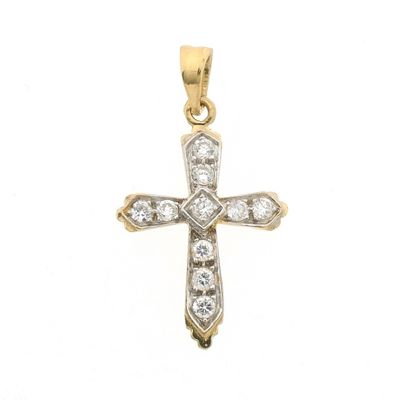 Image 1 of Gold cross pendant with zirconia
