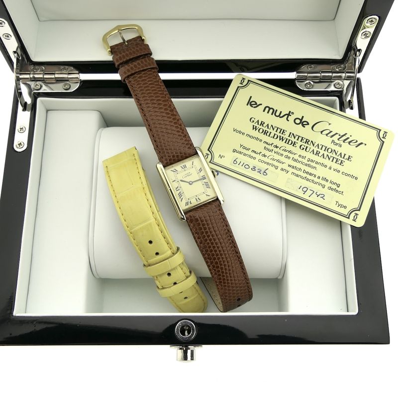 Image 13 of Cartier Tank Vermeil 'Large'; Vintage mechanical watch