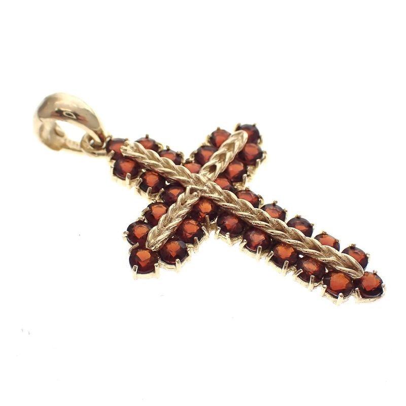 Image 2 of Gold pendant of the cross with garnet stones