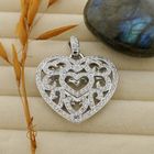 Image 10 of White gold heart pendant with diamonds; 0.815 ct.