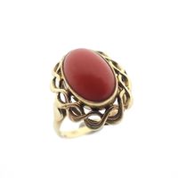 Gold ring with red coral | Vintage