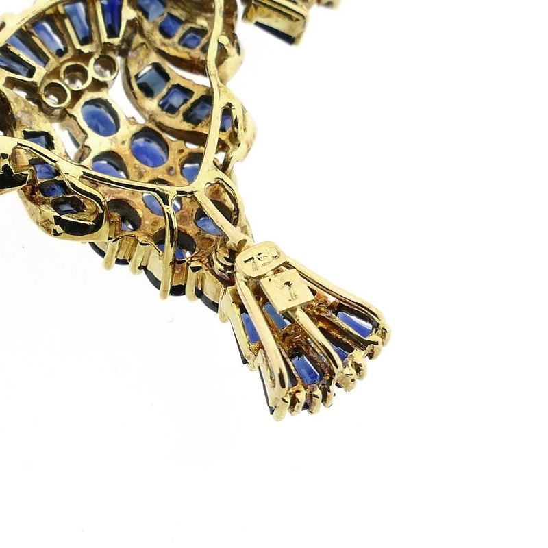 Image 6 of Golden omega link necklace with sapphires and diamonds; 0.34 ct.