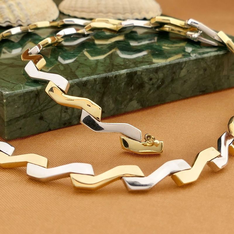 Image 2 of Bicolor Gold Fantasy Link Necklace