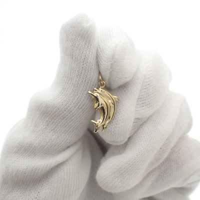 Image 2 of Gold charm of two dolphins