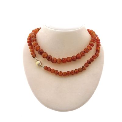 Image 1 of Carnelian bead necklace with gold clasp | 80 cm