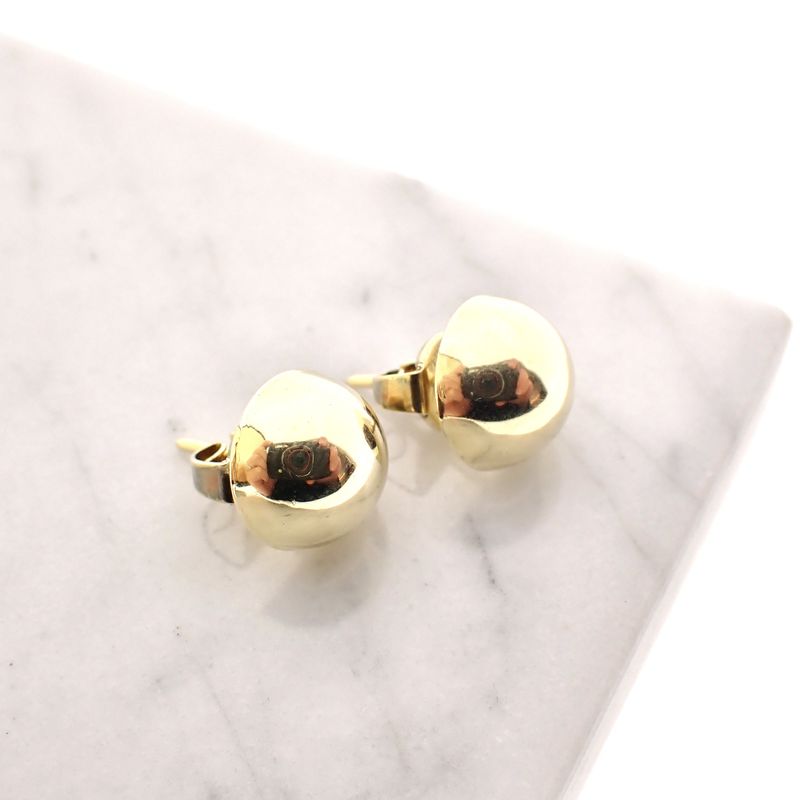 Image 3 of Gold stud earrings with large round button