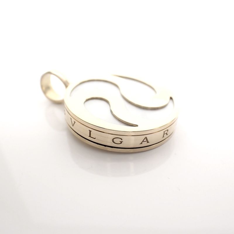 Image 5 of Golden BVLGARI Mother of pearl spinning pendant; Yin and Yang