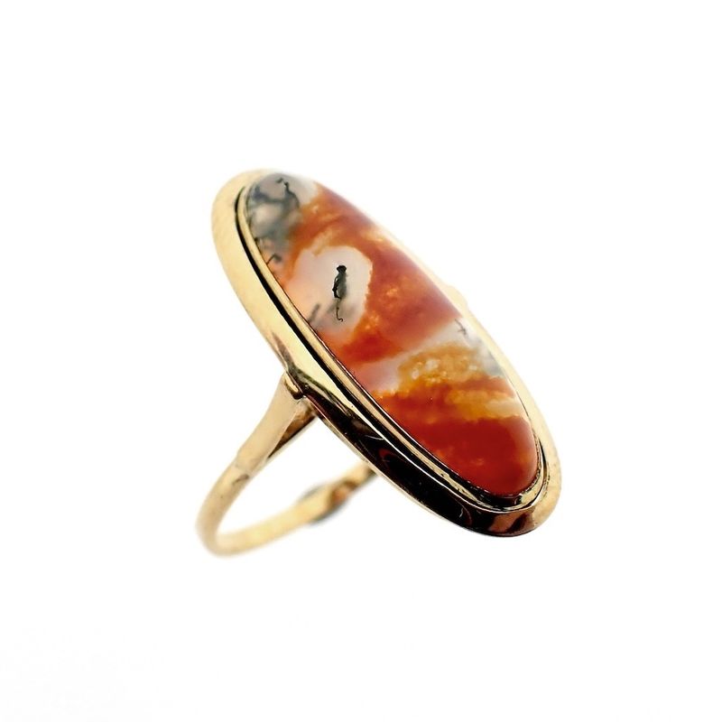 Image 1 of Gold ring with moss agate | Vintage