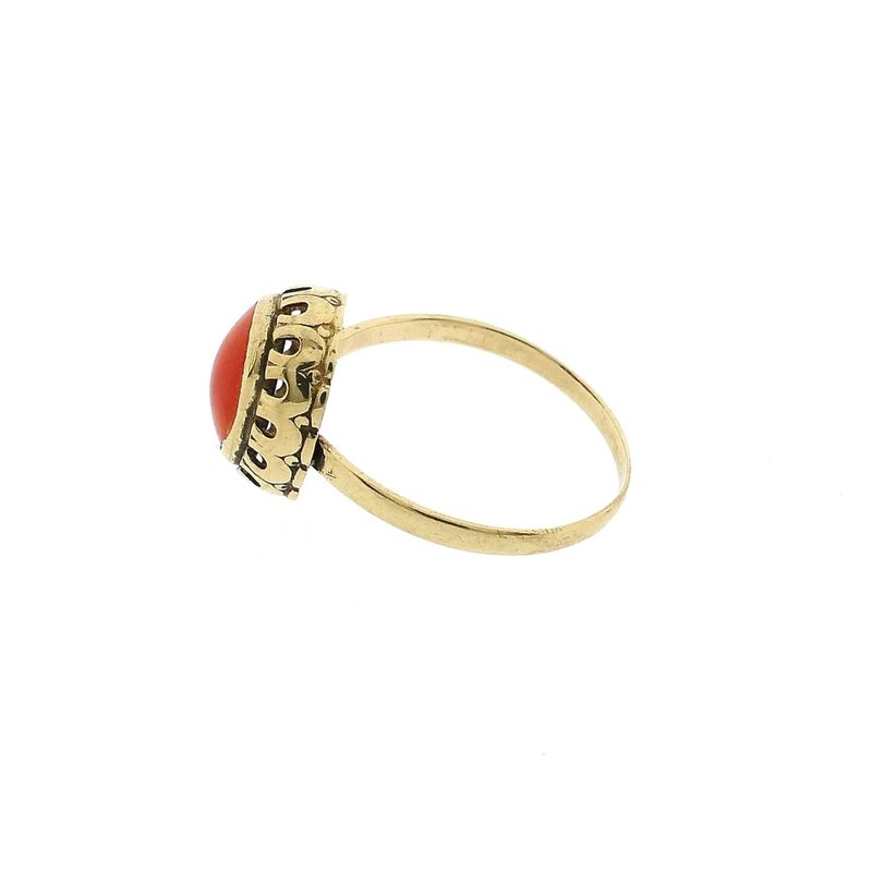 Afbeelding 7 van 8 karaat ring met bloedkoraal 