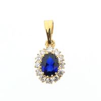 18K gold pendant with synthetic sapphire and zirconia