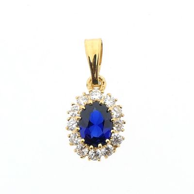 18K gold pendant with synthetic sapphire and zirconia Image 1 of 18K gold pendant with synthetic sapphire and zirconia