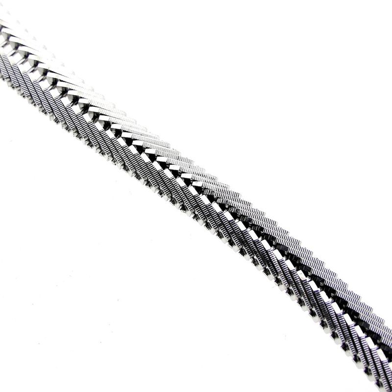 Image 8 of White gold herringbone link bracelet with 1.00 ct. diamonds.