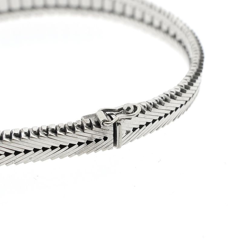 Image 3 of 18K white gold link bracelet with diamond; 0.55 ct. | 18.5 cm