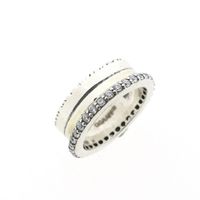 Silver wide ring with zirconia; GGAAFF