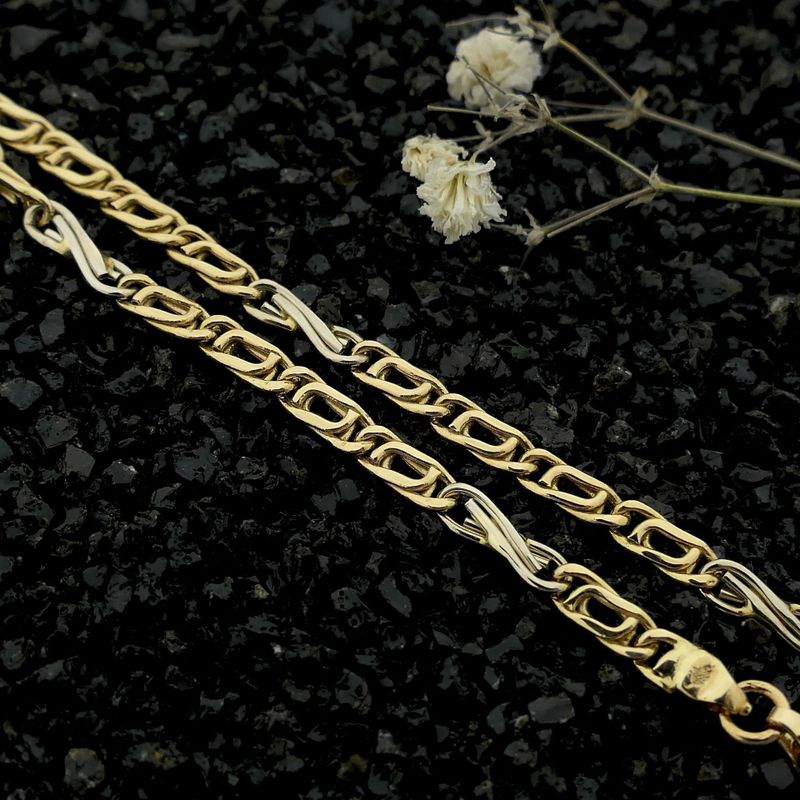 Image 2 of Two-tone gold navy link bracelet with diamonds