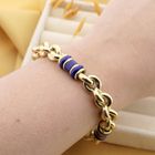 Image 8 of Vintage gold jasseron link bracelet with lapis lazuli
