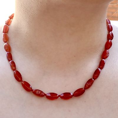 Image 2 of Carnelian bead necklace with gold decorative clasp
