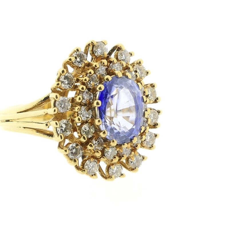 Image 9 of Gold cocktail ring with sapphire and diamonds; 0.70 ct.