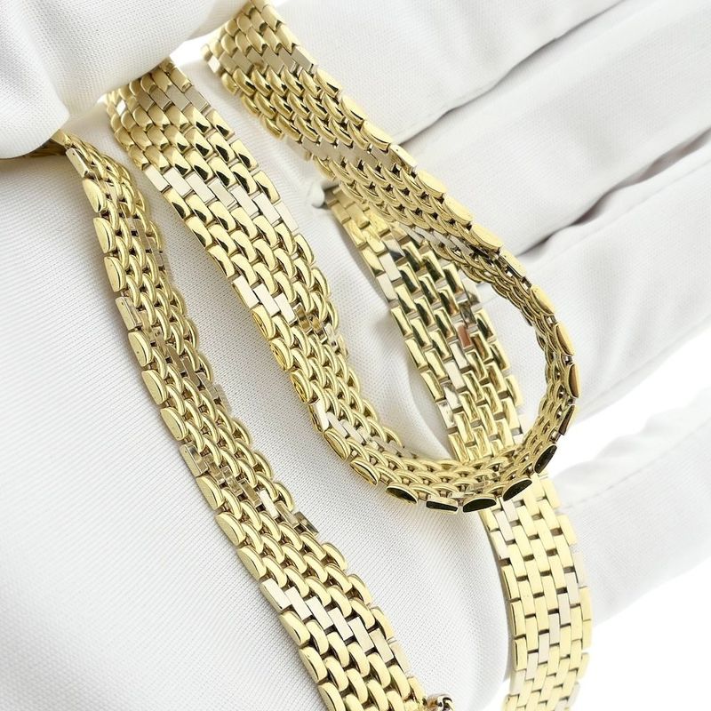 Image 9 of Two-tone gold panther link necklace