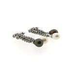 Image 8 of White gold entourage earrings with pearl and diamonds; 1.18 ct.