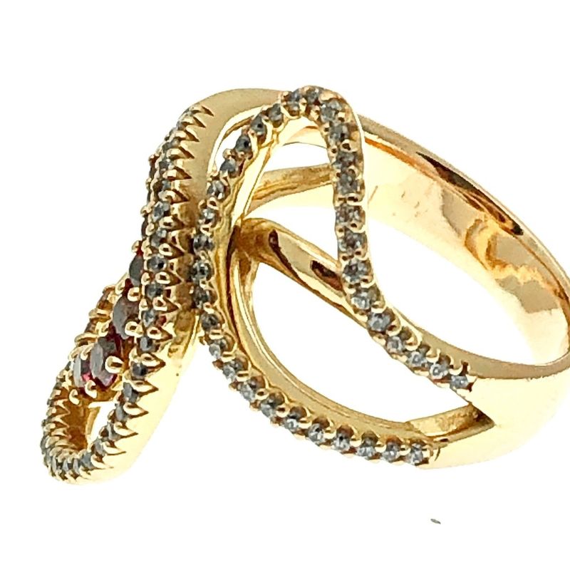 Image 3 of Rose gold ring with white and pink zirconia stones